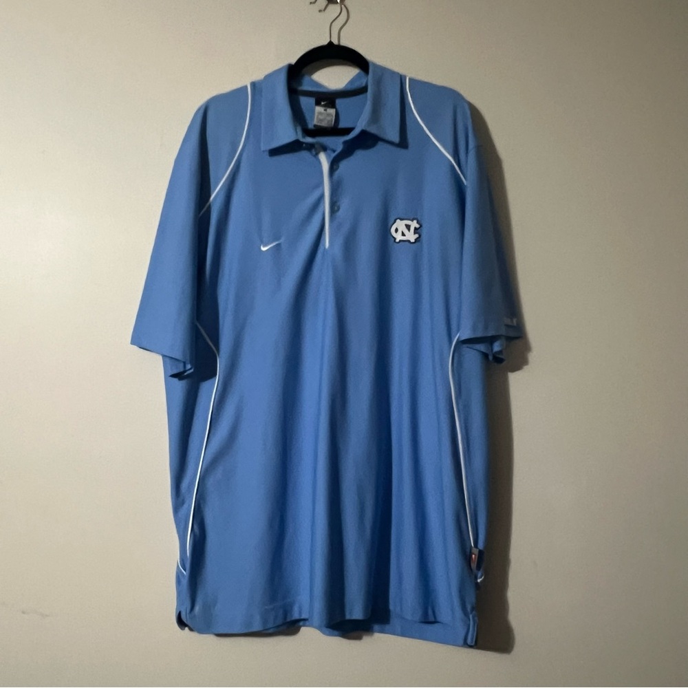 Nike UNC Tarheels Shirt Mens Sz XL Blue Golf Polo Short Sleeve Dri Fit College